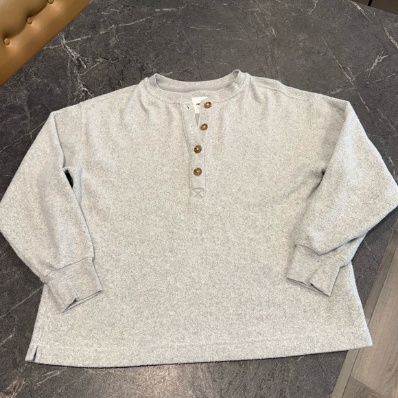 Aerie Sherpa henley sweater gray small oversized - Picture 4 of 6